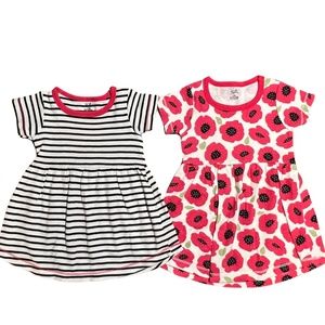TOUCHED BY NATURE | KNIT SHORT-SLEEVE DRESSES | 2-PACK | PINK | BABY GIRL | 6-9M